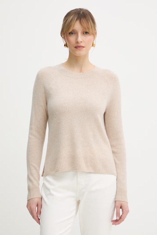 Weekend Max Mara sweter kaszmirowy CICALA okrągły beżowy 2615361051600