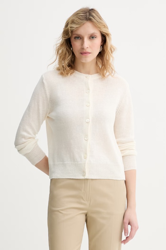 Weekend Max Mara kardigan damski lniany BADIA beżowy 2615341022600