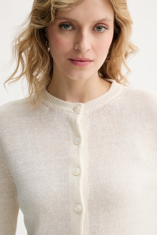 Weekend Max Mara kardigan damski lniany BADIA beżowy 2615341022600