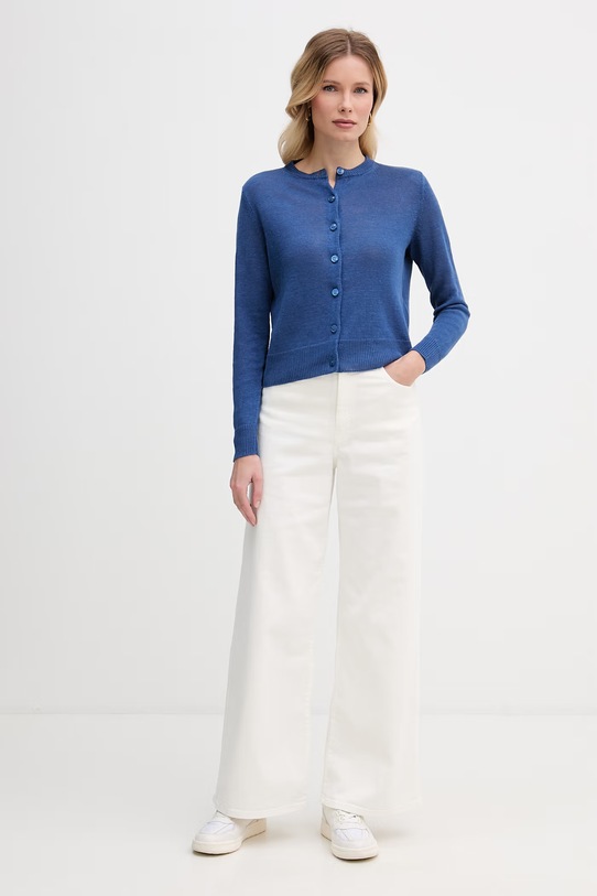 Weekend Max Mara kardigan damski lniany BADIA 2615341022600 niebieski SS26