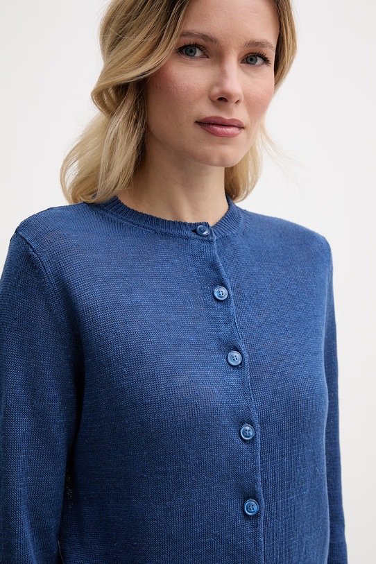 Weekend Max Mara kardigan damski lniany BADIA niebieski 2615341022600