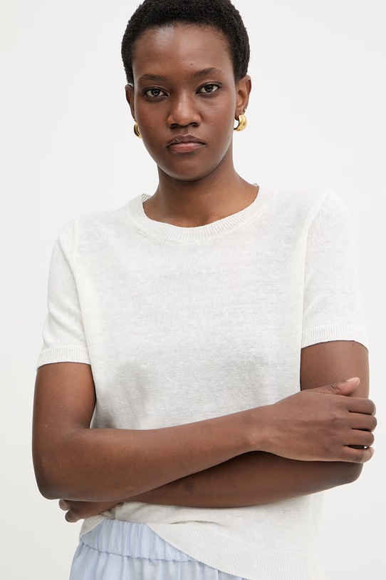 Weekend Max Mara kratka majica ženska lanena PANCONE 2615361042600 bež SS26