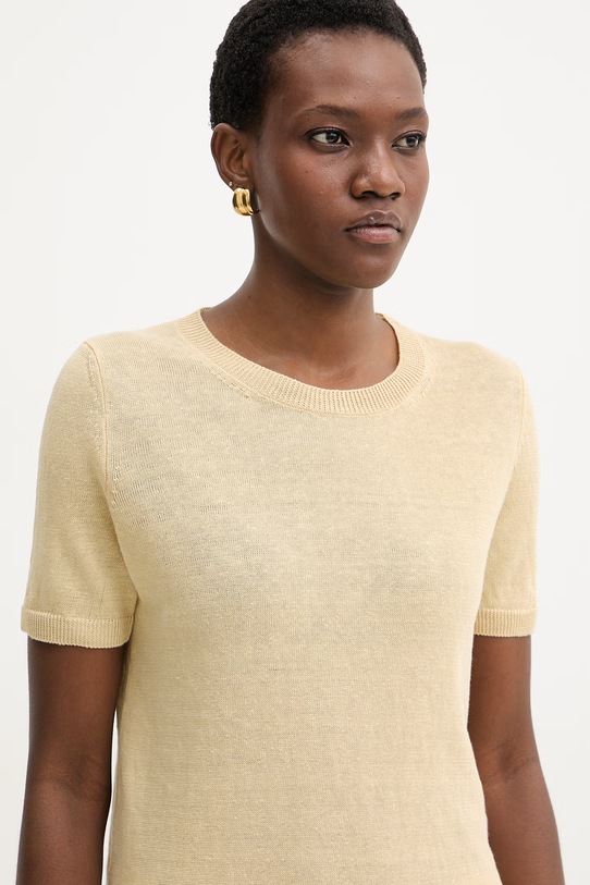 Weekend Max Mara t-shirt damski lniany PANCONE beżowy 2615361042600