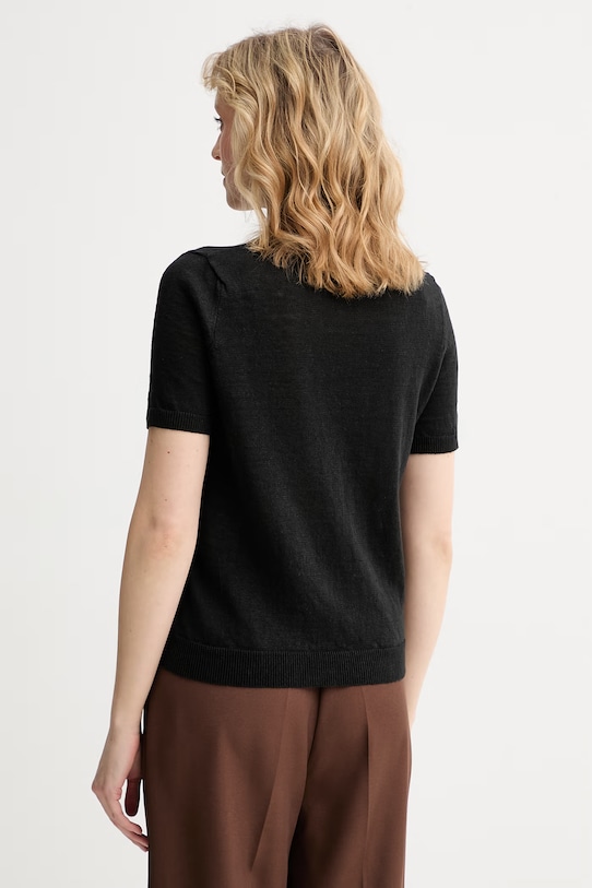 Odzież Weekend Max Mara t-shirt damski lniany PANCONE 2615361042600 czarny