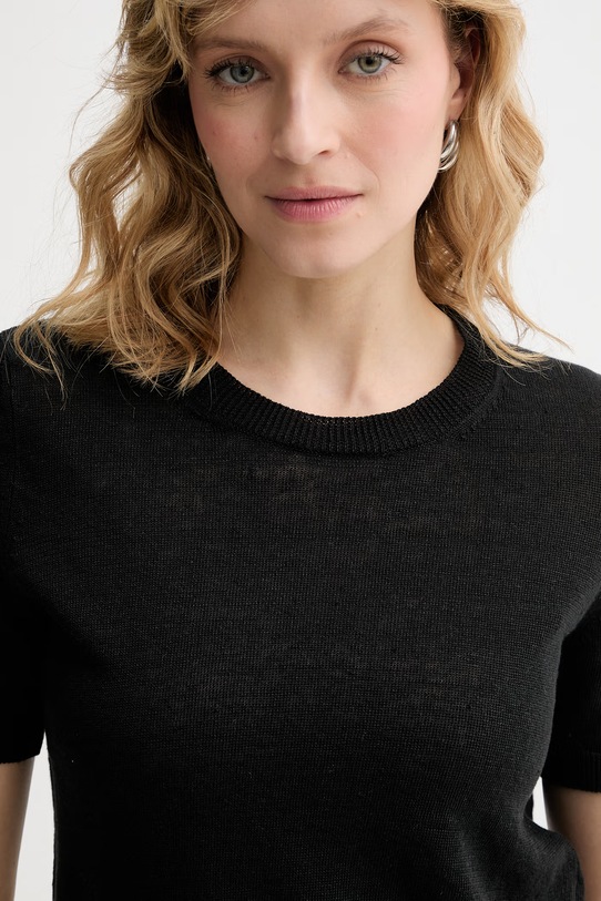 Weekend Max Mara t-shirt damski lniany PANCONE czarny 2615361042600