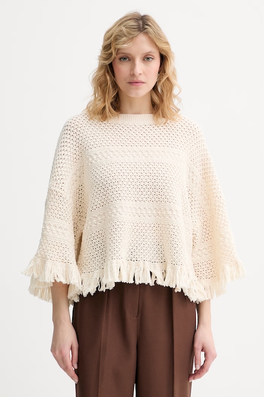 Weekend Max Mara sweter damski bawełniany PALATO beżowy 2615361092600