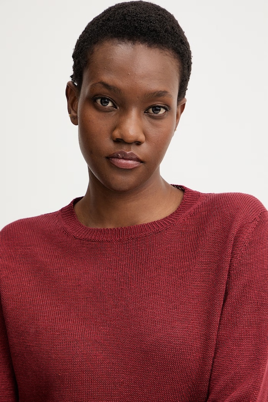 Ľanový sveter Weekend Max Mara ATZECO burgundské 2615361132600