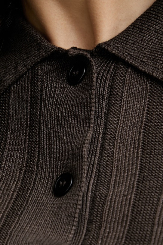 MM by Max Mara πλεκτό μπλουζάκι πόλο γυναικείο λινό RIVETTO 2616361018600 καφέ