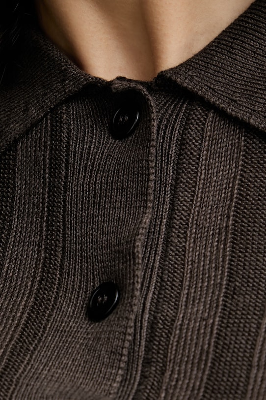 MM by Max Mara πλεκτό μπλουζάκι πόλο γυναικείο λινό RIVETTO 2616361018600 καφέ