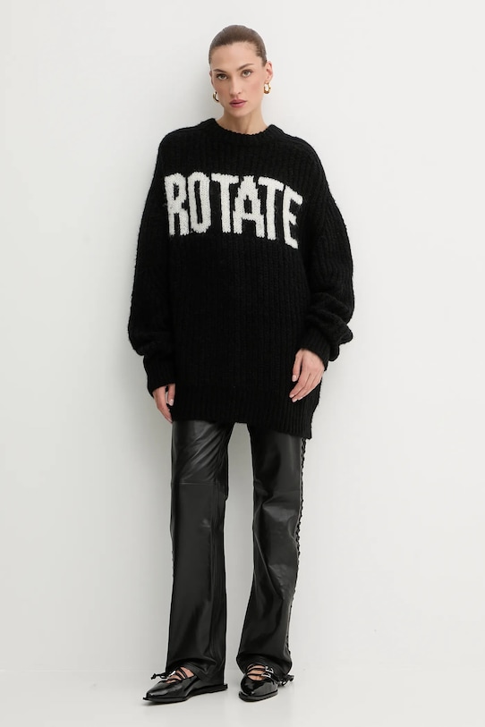 Rotate sweter z dodatkiem wełny 114910100 czarny SS26
