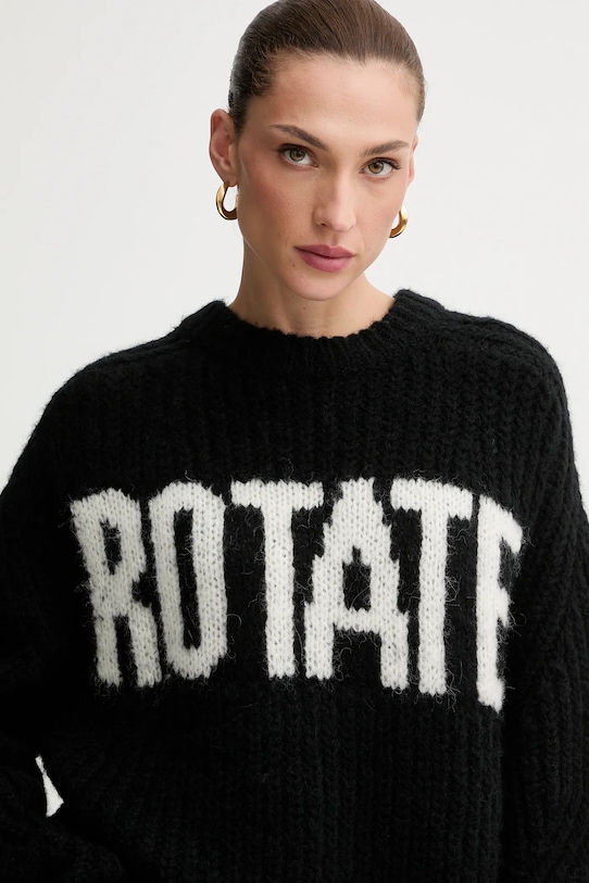 Rotate sweter z dodatkiem wełny czarny 114910100
