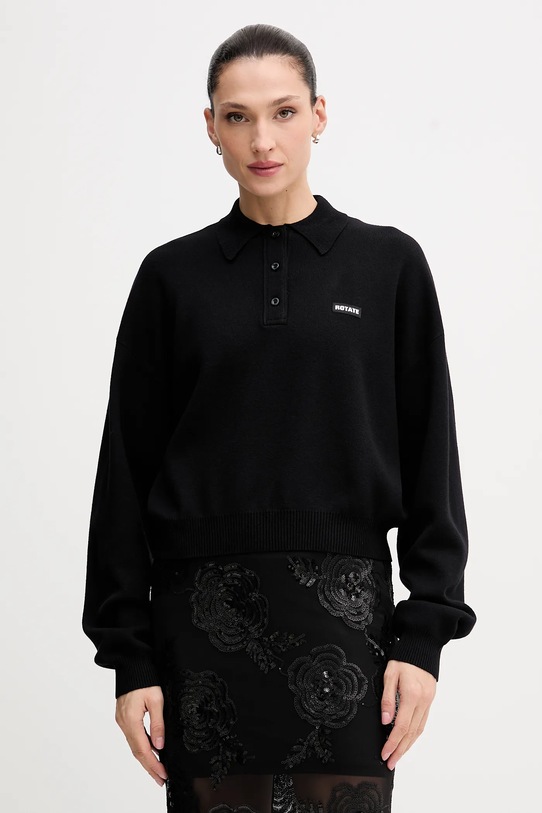 Rotate sweter z dodatkiem wełny pozostałe czarny 115137100