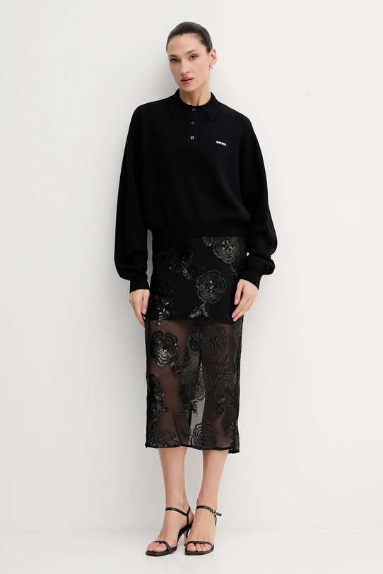 Rotate sweter z dodatkiem wełny 115137100 czarny SS26