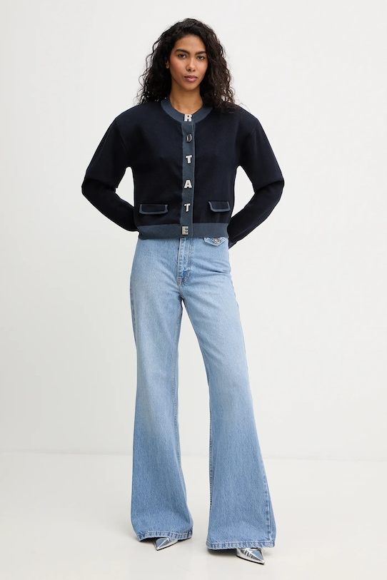 Rotate kardigan z domieszką kaszmiru 1149032318 granatowy SS26