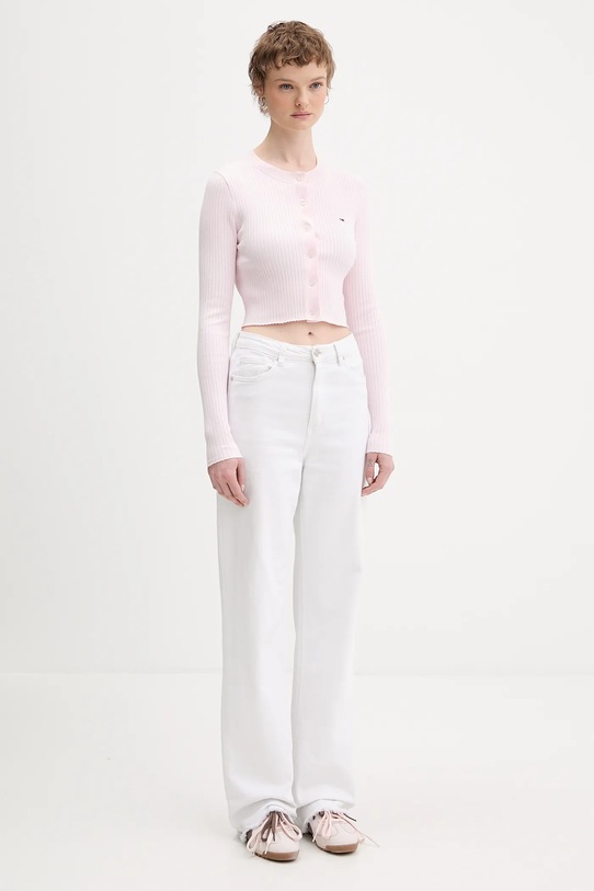 Tommy Jeans kardigan dziecięcy DW0DW22023 różowy SS26