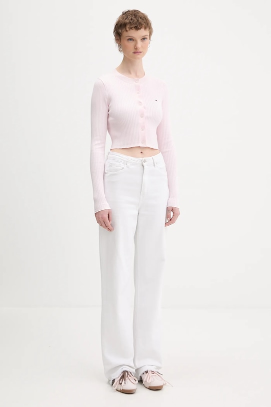 Tommy Jeans kardigan dziecięcy DW0DW22023 różowy SS26