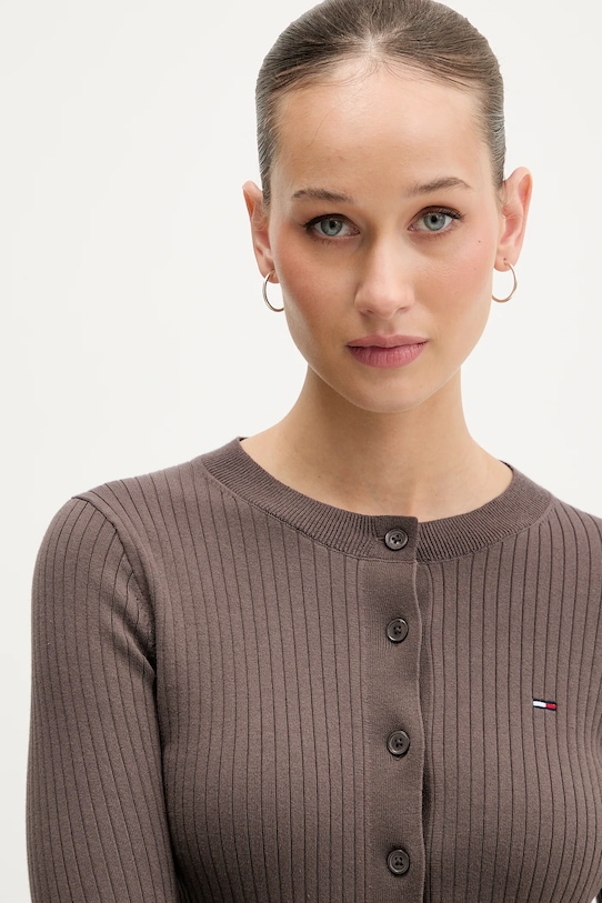 Tommy Jeans kardigan dziecięcy brązowy DW0DW22023