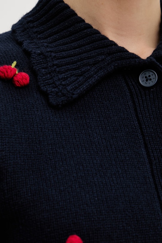 Stine Goya kardigan damski z dodatkiem wełny SG.SS26.K044.2359 granatowy