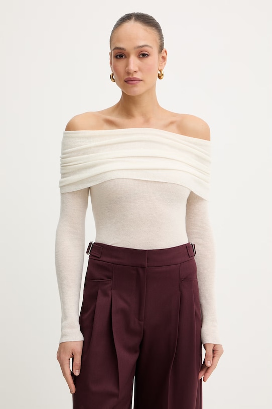 BOSS Orange sweter z dodatkiem wełny C Falmon hiszpański beżowy 50554609