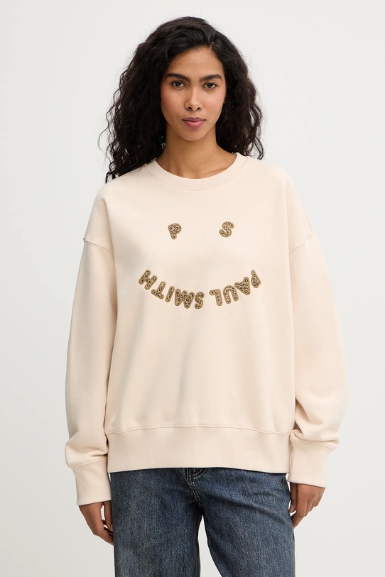 PS Paul Smith bluza bawełniana aplikacja beżowy W2R.185VE.VP5573