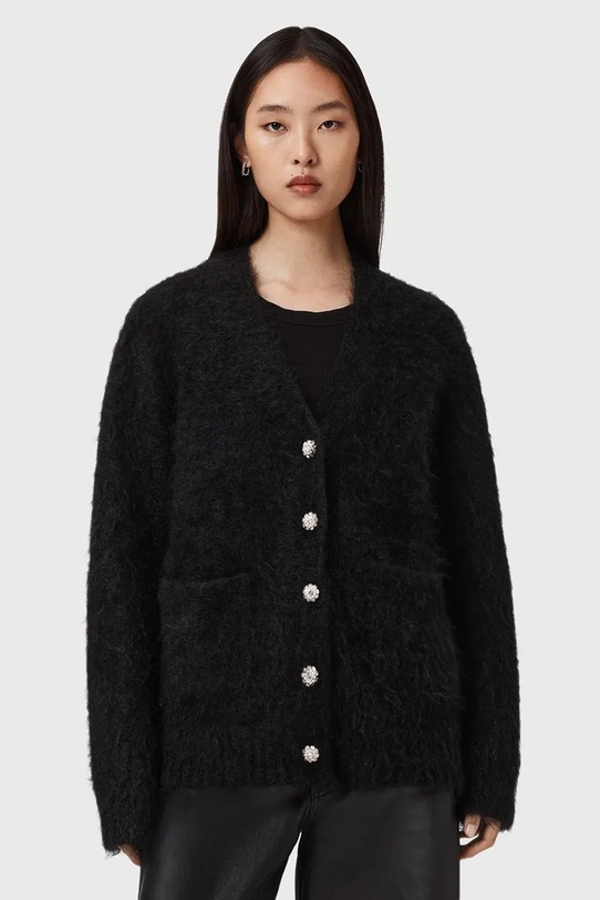 Odzież AllSaints kardigan z wełną W077KD czarny