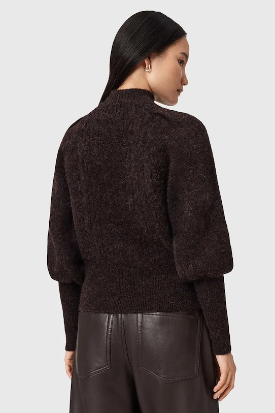 Светр з додаванням вовни альпаки AllSaints W090KD коричневий SS26