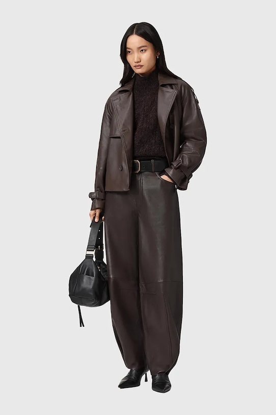 Светр з додаванням вовни альпаки AllSaints W090KD коричневий