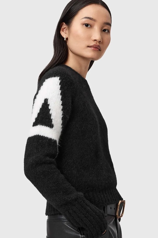 AllSaints sweter z dodatkiem alpaki czarny W088KD