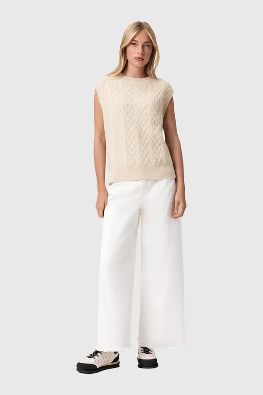 Odzież AllSaints kamizelka z dodatkiem wełny W060KD beżowy