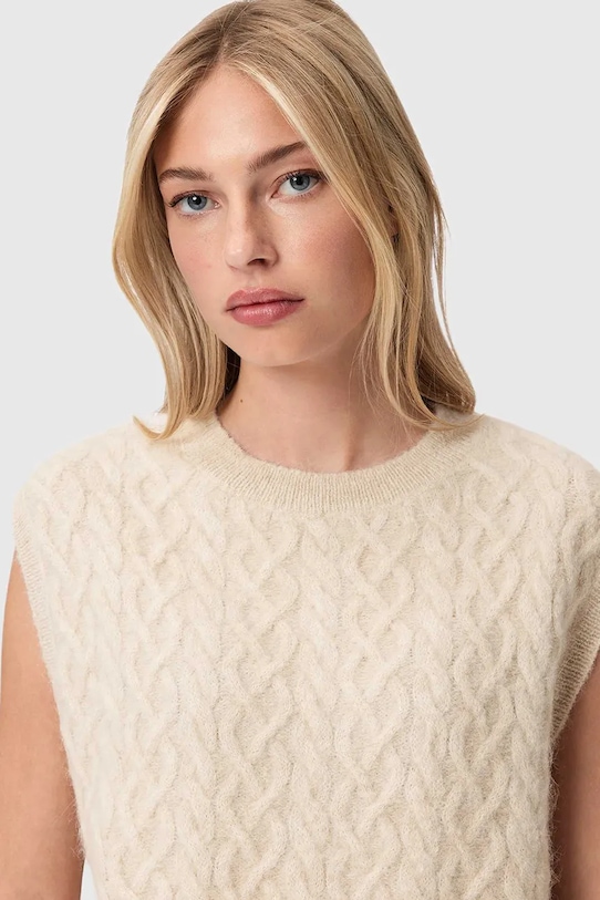 AllSaints kamizelka z dodatkiem wełny beżowy W060KD