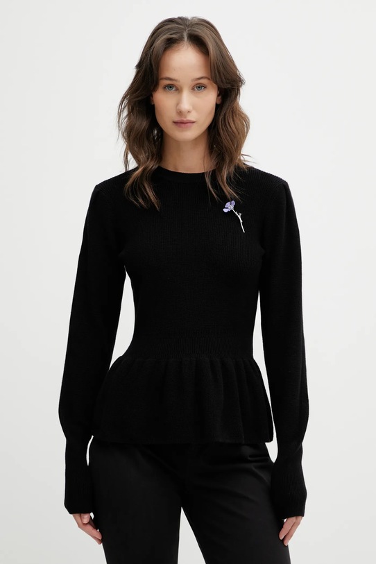 HUGO sweter bawełniany Sabanna aplikacja czarny 50554066