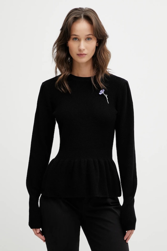 HUGO sweter bawełniany Sabanna aplikacja czarny 50554066