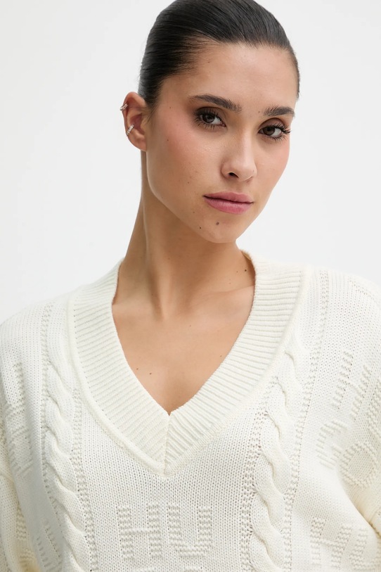 HUGO sweter z dodatkiem wełny beżowy 50554075