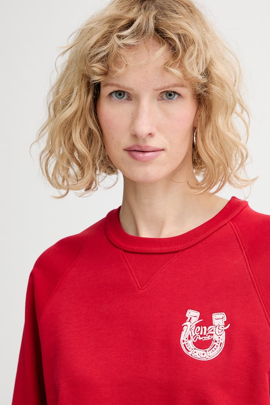Bombažen pulover Kenzo rdeča FG52SW2024MF