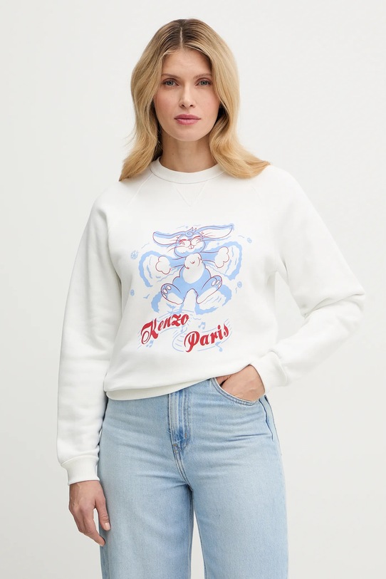 Kenzo bluza bawełniana nadruk biały FG52SW2034MJ