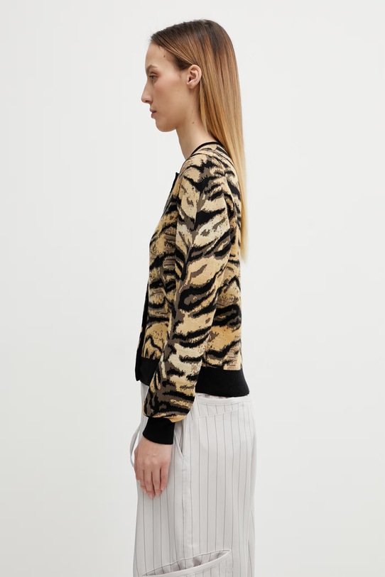 Kenzo kardigan z dodatkiem wełny FG52CA7363DO żółty SS26