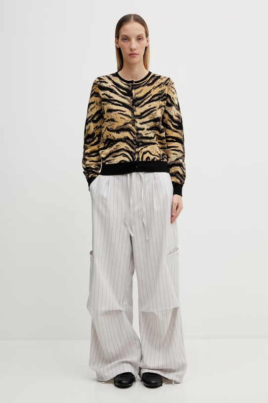 Kenzo kardigan z dodatkiem wełny FG52CA7363DO żółty