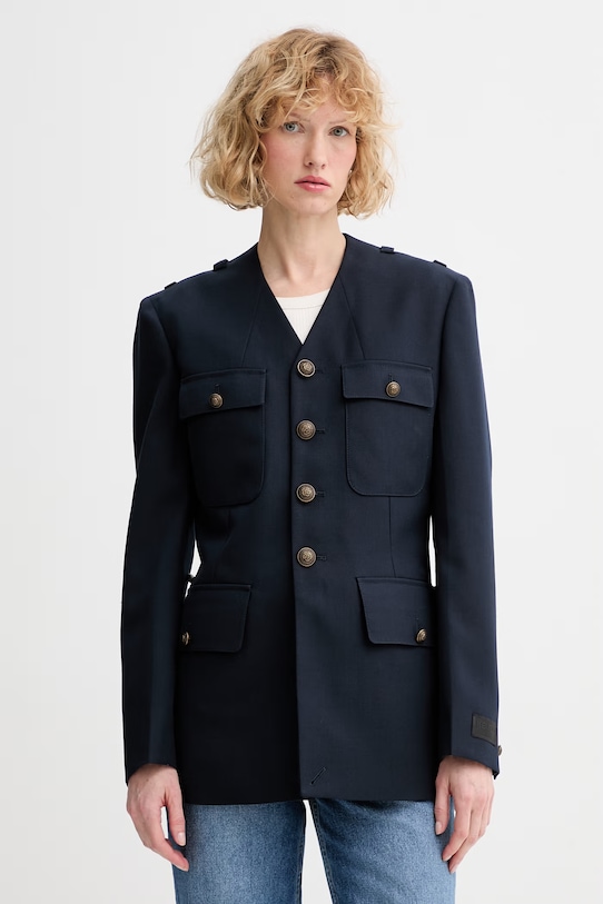 Kenzo однобортний піджак жіночий з вовною темно-синій FG52VE2869TN