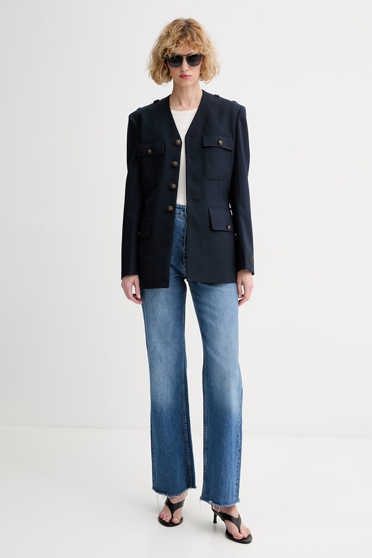 Kenzo jednoradové sako dámske s vlnou FG52VE2869TN tmavomodrá SS26