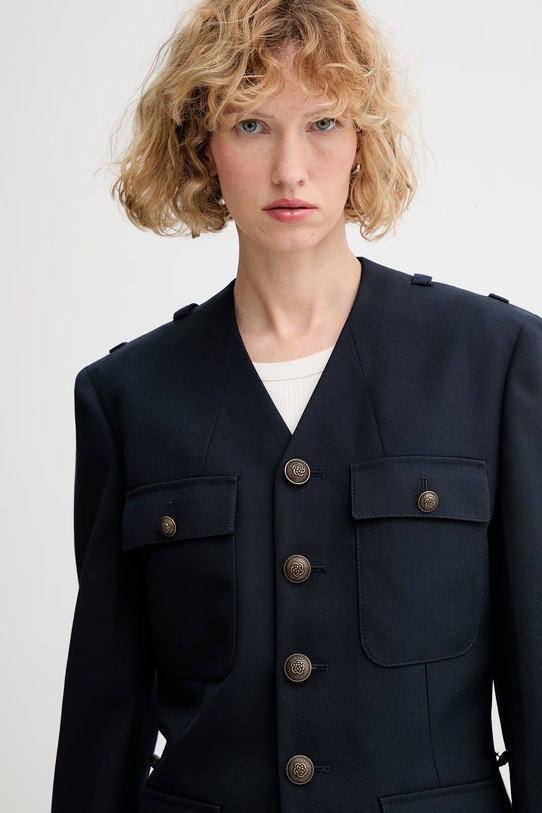 Kenzo jednoradové sako dámske s vlnou tmavomodrá FG52VE2869TN