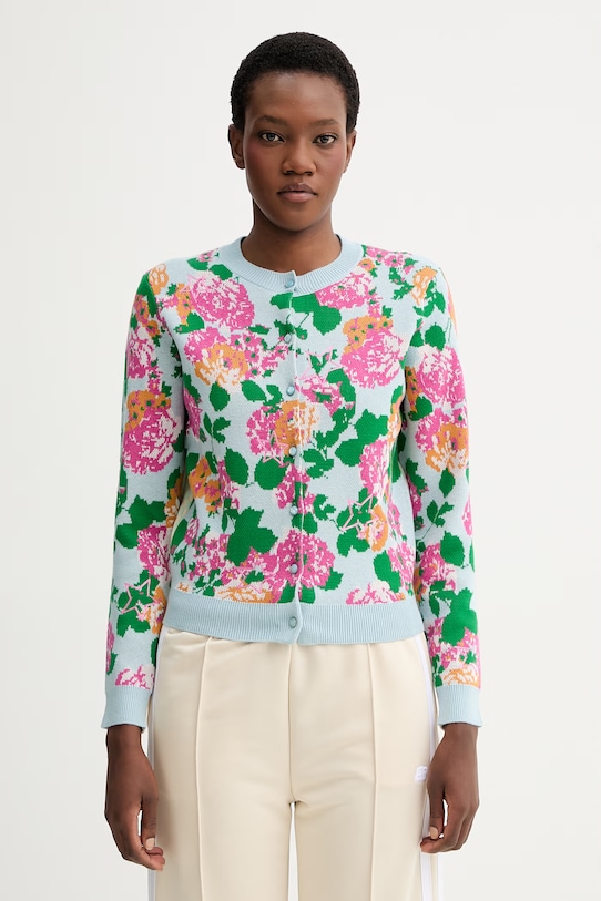 Kenzo kardigan z dodatkiem wełny średniej grubości niebieski FG52CA7423DY