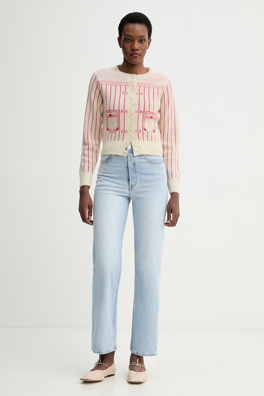 Kardigan s příměsí vlny Kenzo FG52CA7353DH béžová SS26