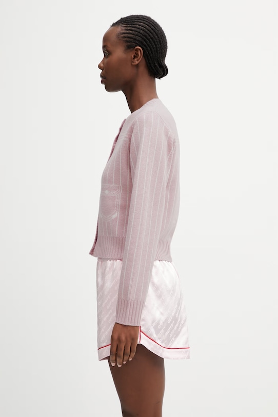 Kenzo kardigan z dodatkiem wełny FG52CA7353DH różowy SS26