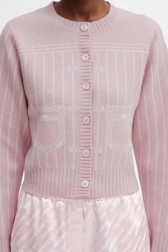 Kenzo kardigan z dodatkiem wełny różowy FG52CA7353DH