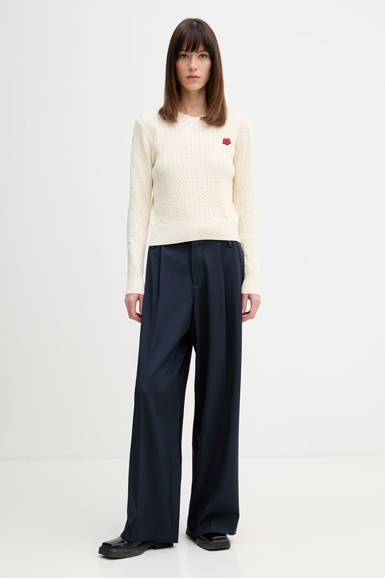 Kenzo sweter z dodatkiem wełny FG52PU7363LK beżowy SS26