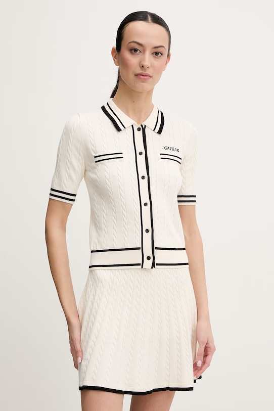 Πλεκτή ζακέτα Guess SHARI άλλο μπεζ V6RR02.Z4652