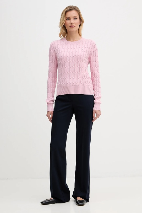 Bavlněný svetr Tommy Hilfiger WW0WW47644 růžová SS26