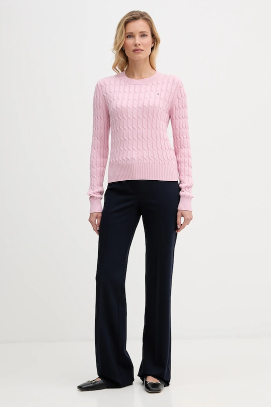 Bavlněný svetr Tommy Hilfiger WW0WW47644 růžová SS26