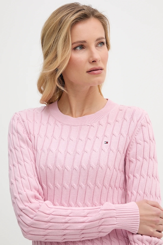 Bavlněný svetr Tommy Hilfiger růžová WW0WW47644