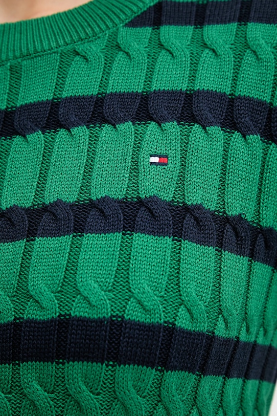 Βαμβακερό πουλόβερ Tommy Hilfiger WW0WW47644 πράσινο